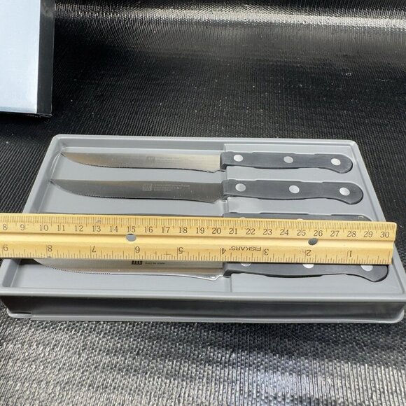 Zwilling Gourmet Steak Knives Set 4 New In Box Brushed Handle Twin Gourmet Set - Picture 3 of 12